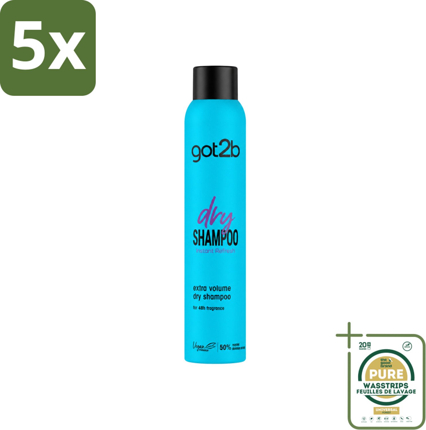 5 x Got2B - Droogshampoo - Fresh & Fabulous Volume - 200 ml - Wasstrips - Droogshampoo - Fris Haar - Volume Haar - Snel Opfrissen - Droog Haar