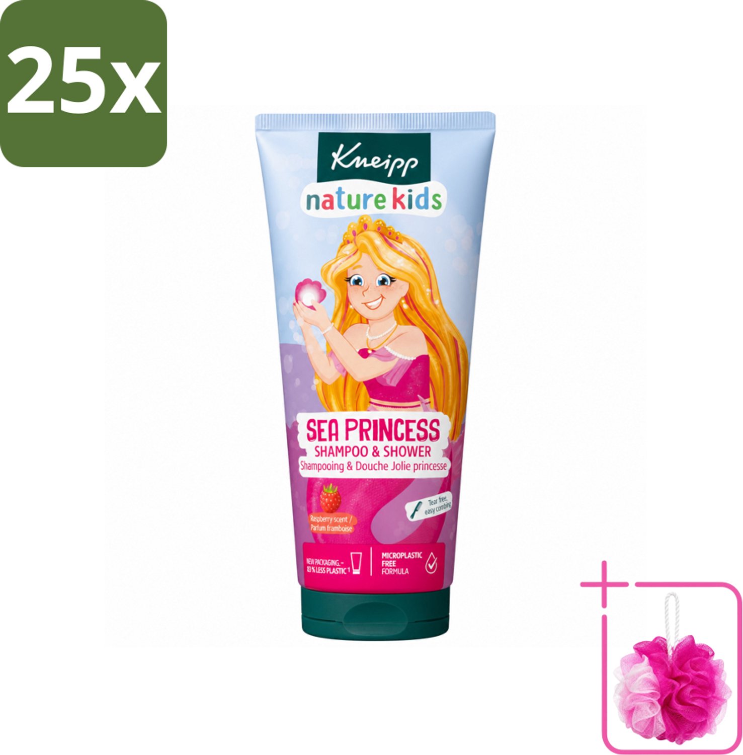 25 x Kneipp - Shampoo & Douche - Prinsessen - 200 ml - Bulkverpakking - Kinderdouchegel - Douchemop - Kinderbad