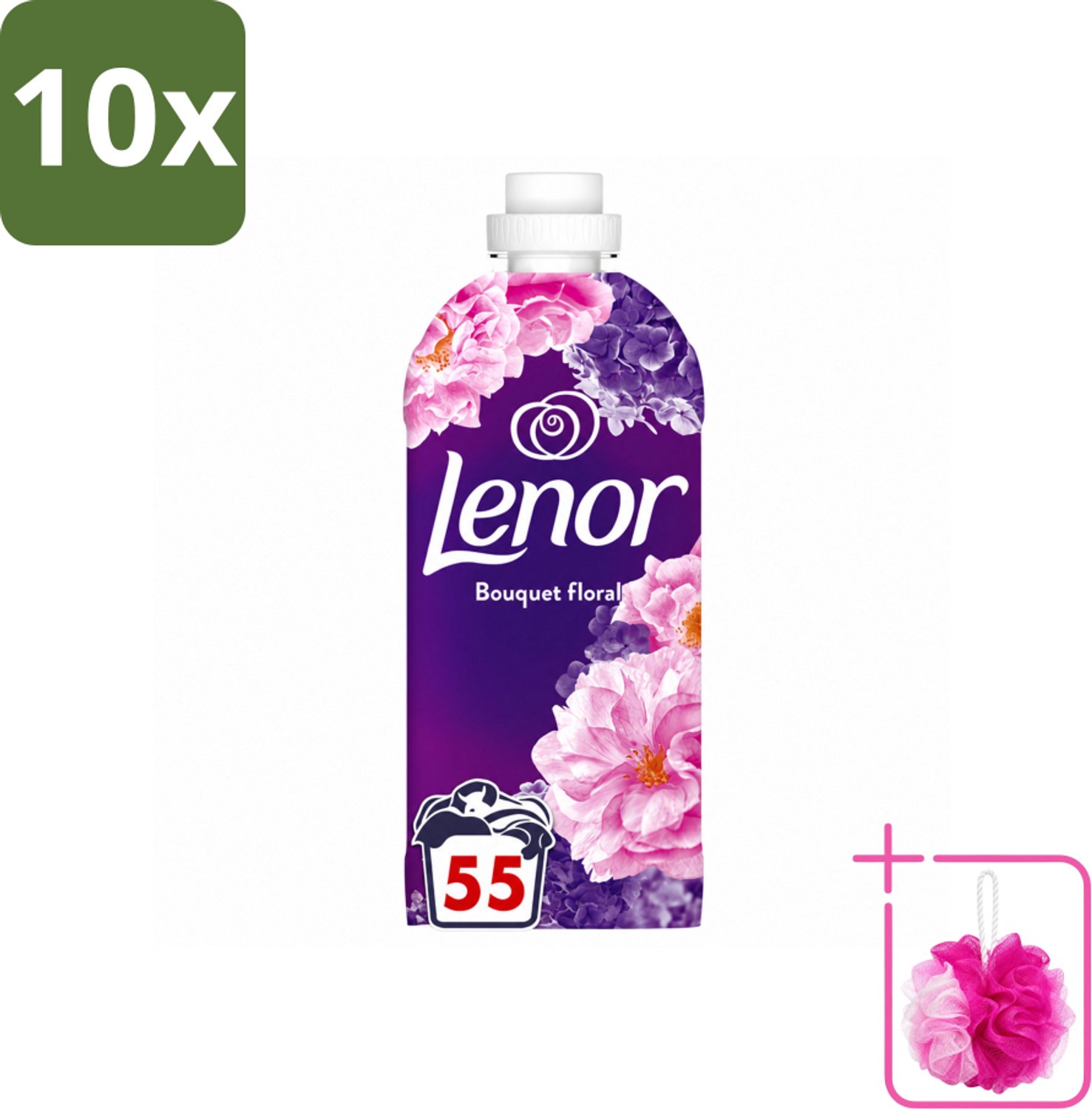 10 x Lenor - Wasverzachter - Bloemenboeket - Fris & Zacht - 55 Wasbeurten - Bulkverpakking - Wasverzachter bloemen - Douchemop - Frisse geur