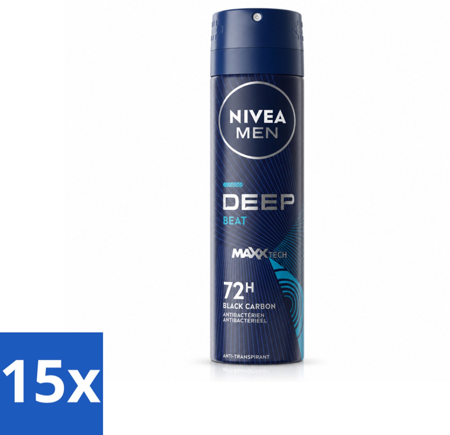 15 x NIVEA MEN - Deospray - Deep Beat - 150 ml - Voordeelverpakking - 15 stuks