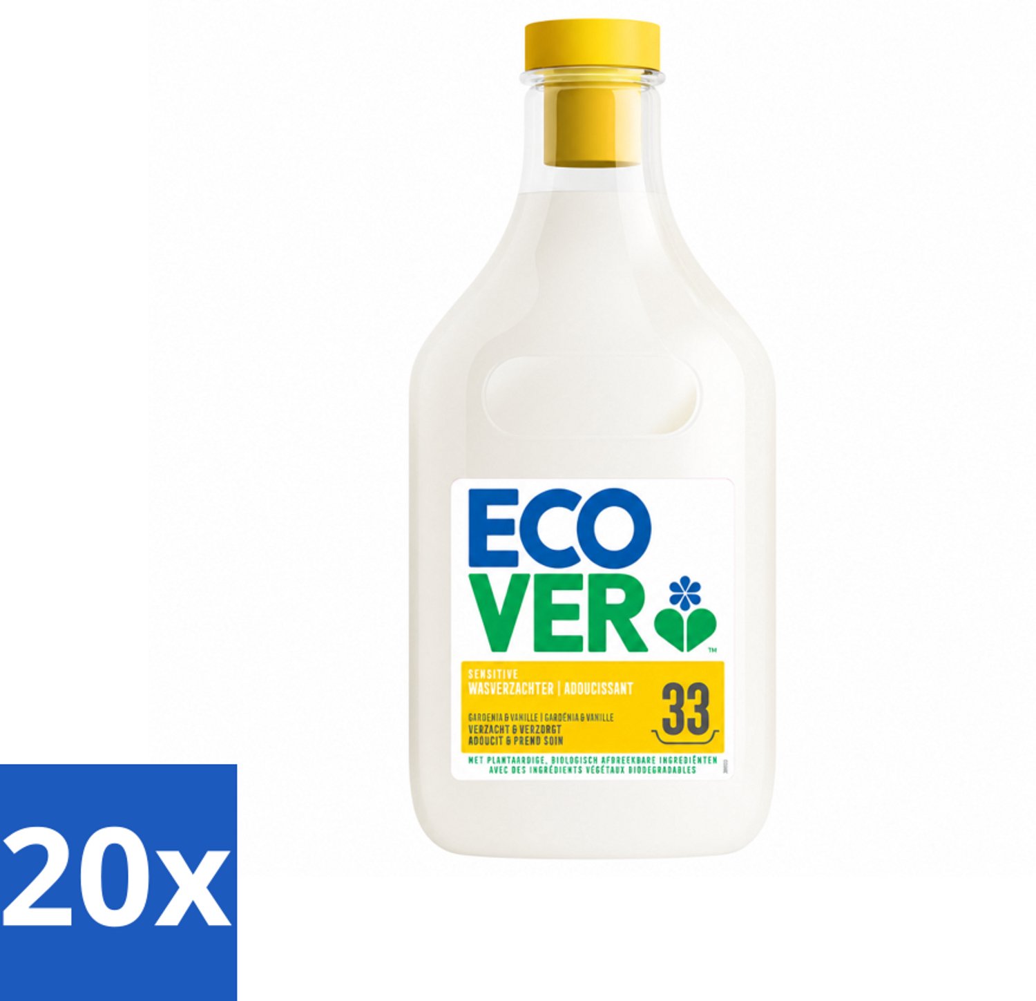 20 x Ecover - Wasverzachter - Gardenia - 1 liter - 33 wasbeurten - Voordeelverpakking - 20 stuks