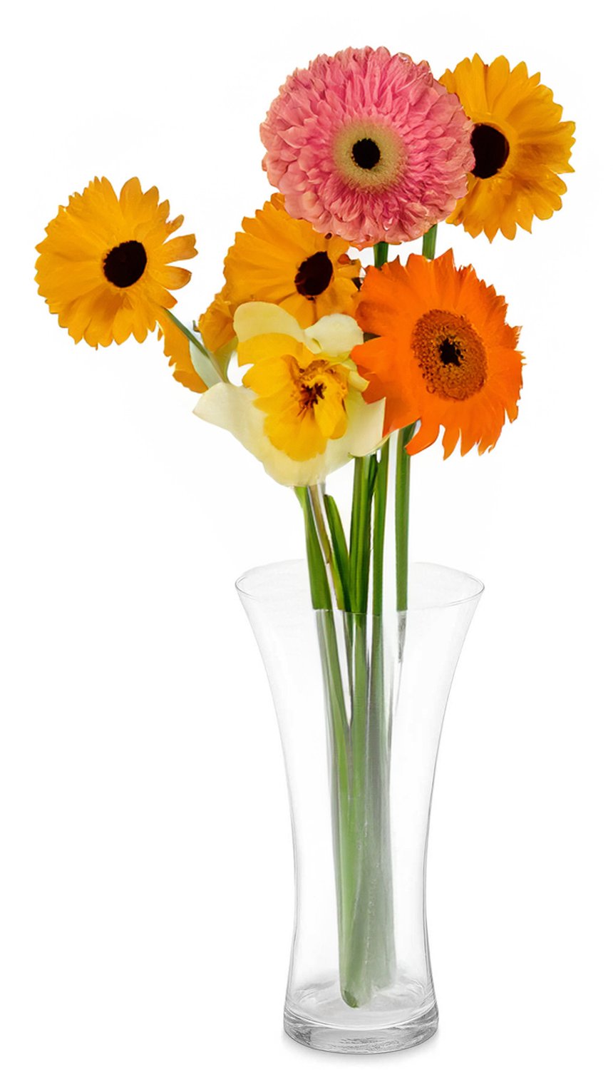 Giftdecor Bloemenvaas klassiek - transparant glas - D17 x H37 cm - trompet model - boeketvaas