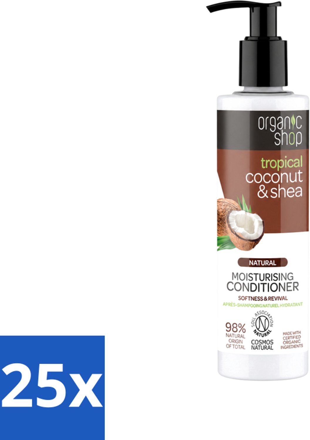 25 x Organic Shop - Coconut & Shea Conditioner - Verzorgend en Voedend - 280 ml - Voordeelverpakking - 25 stuks