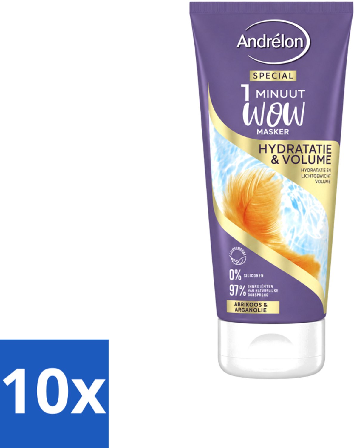 10 x Andrélon - WOW - 1 Minuut Masker - Hydratatie & Volume - 180 ml - Voordeelverpakking - 10 stuks