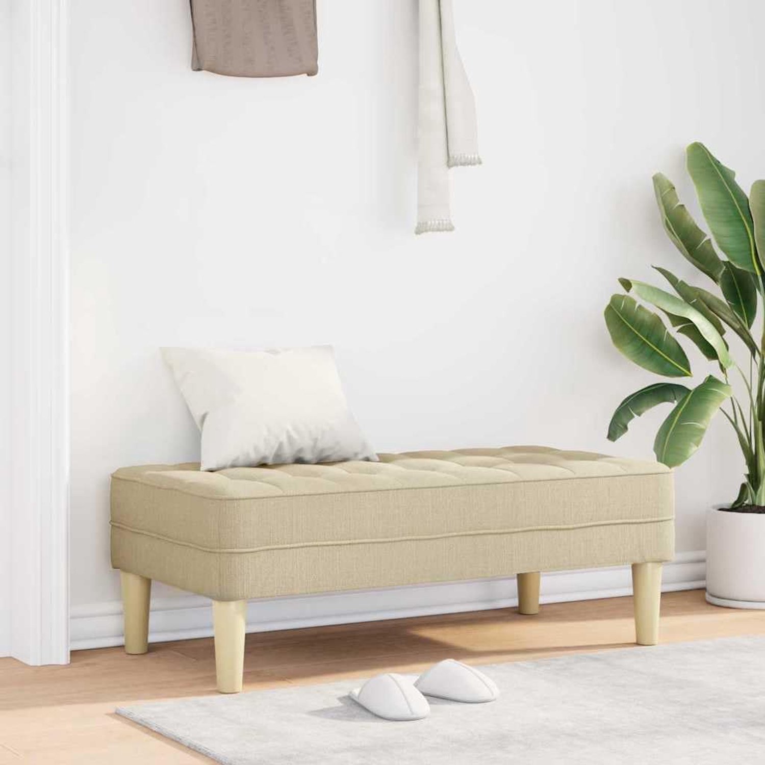 Zitmeubel met ademend kussen in crème, 113 x 57 x 39 cm, gemaakt van duurzame stof en multiplex voor een moderne inrichting