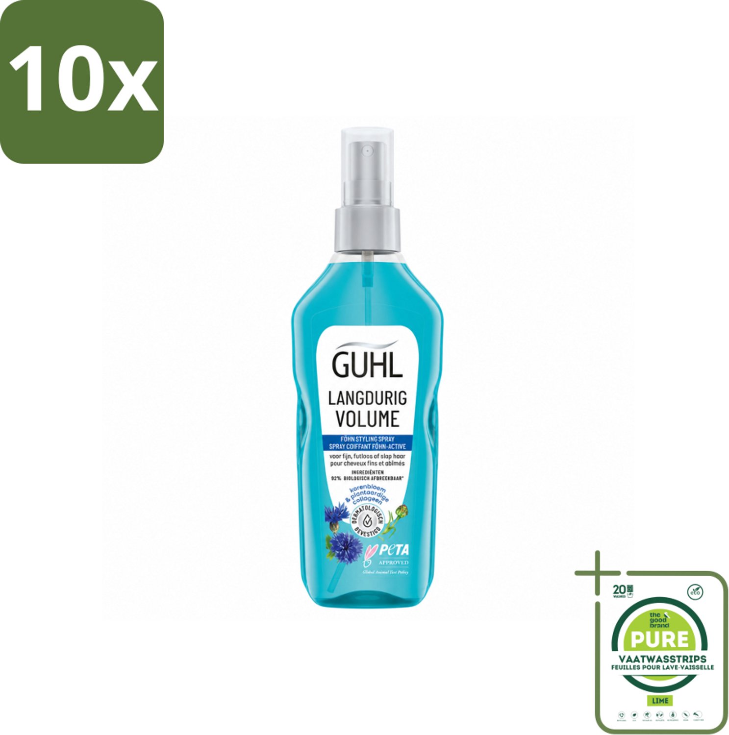 10 x Guhl - Styling Spray - Föhn Active - 125 ml - Grootverpakking - Vaatwasstrips - Haar Volume - Haar Grip - Haar Body - Haar Verzorging - Haar Fixatie