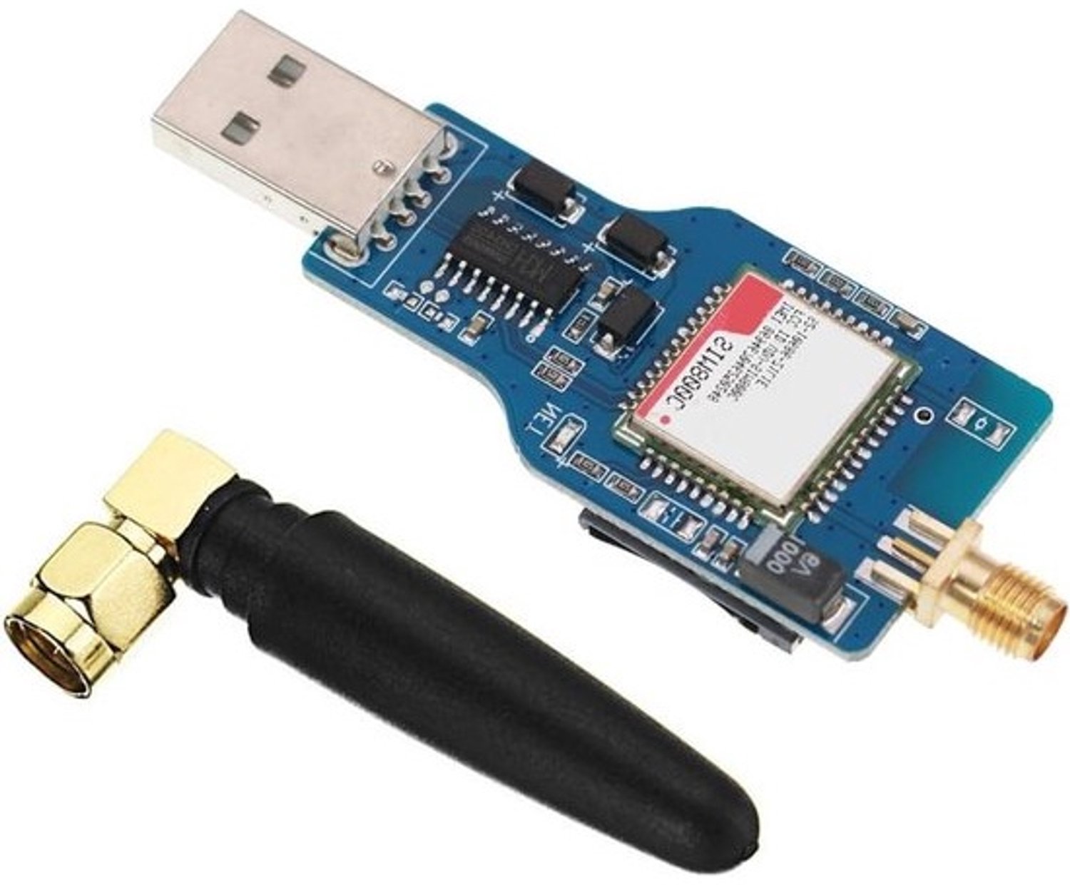 GSM GPRS-module - Draadloos netwerkapparaat - Gegevens overdragen - Wereldwijd inzetbaar - 5 x 5 x 5 cm - Blauw
