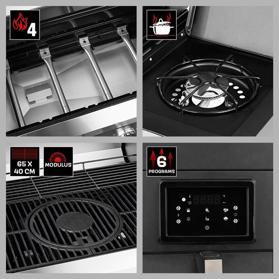 Landmann Fryton 4.1 Gasbarbecue – 3-in-1 Grillen, Bakken & Koken – BBQ met Zijbrander van Landmann — afbeelding 4