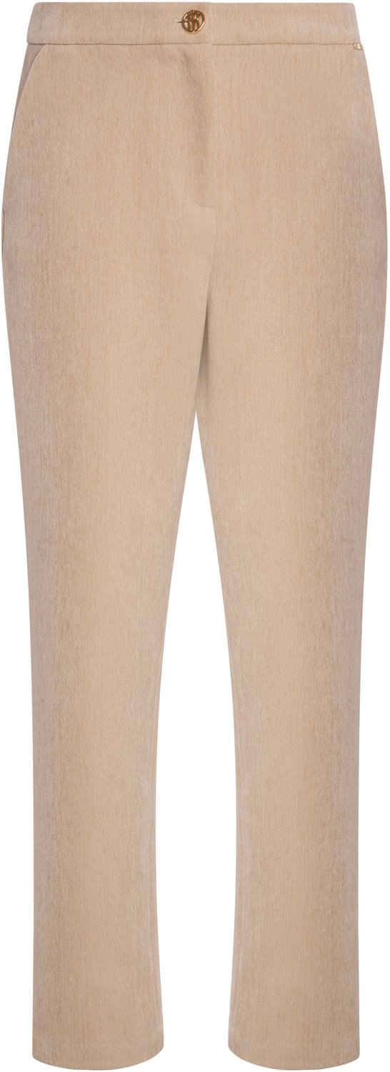 Fracomina broek beige in fijne rib met rechte pijpen voor dames - XXL (44)