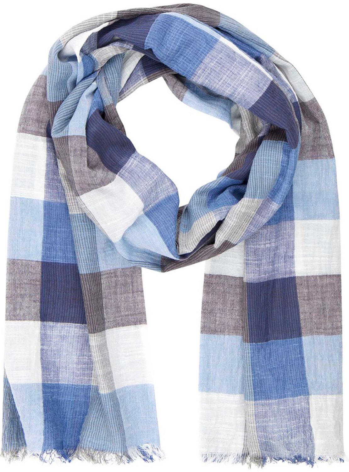 LINDENMANN heren sjaal - blauw geruit