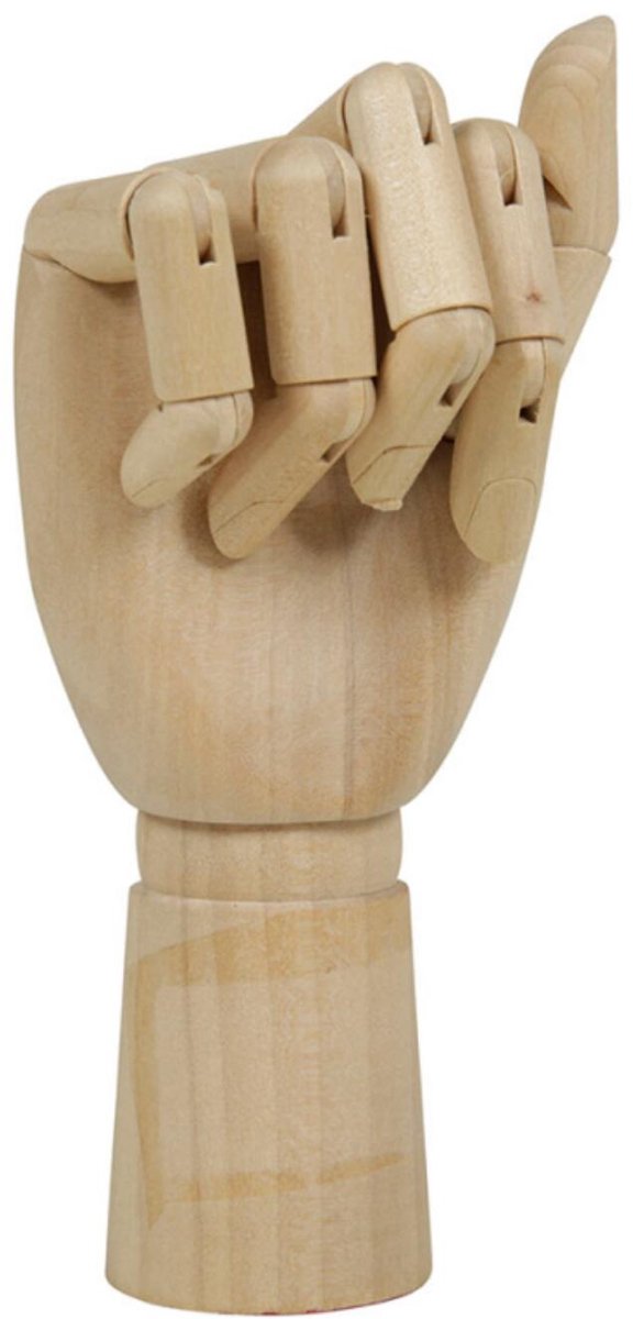 Ostaria Decoratie Hand - hout - beweegbare hand pop - sieradenhouder - tekenhand - 18 cm
