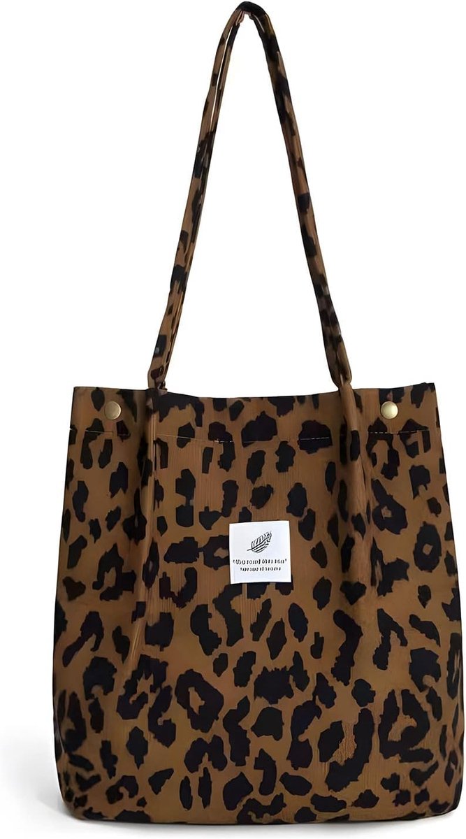 Ribbed Velvet Shoulder Bag, Retro Casual Shoulder Bag, Large Capacity, Casual Shoulder Bag for Women, Leopard Pattern - ShopVlot