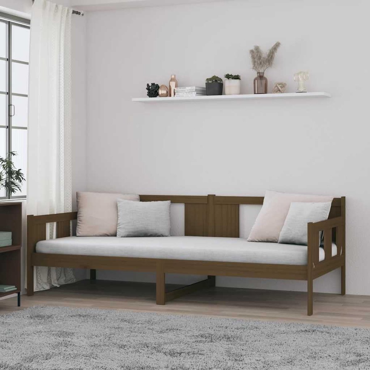 Grenenhout multifunctionele slaapbank 90x190 cm Honingbruin