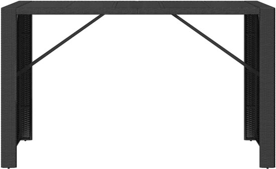 Bartafel met glasplaat, zwart, 185 x 80 x 110 cm, polyrotan — afbeelding 4