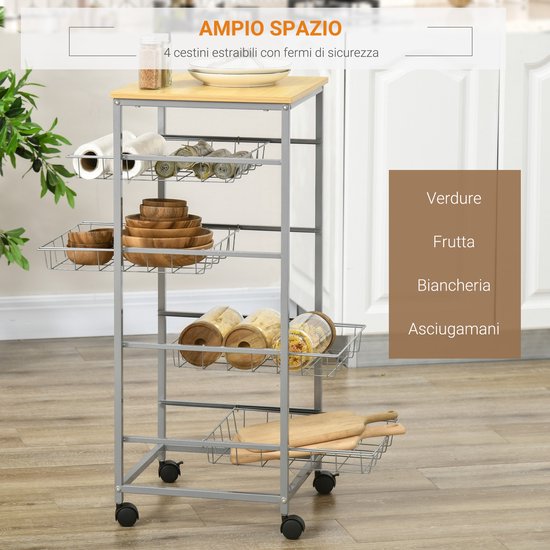 Serveerwagen keuken - Praktische opslag met mobiele functie voor thuisgebruik - model 100 — afbeelding 4