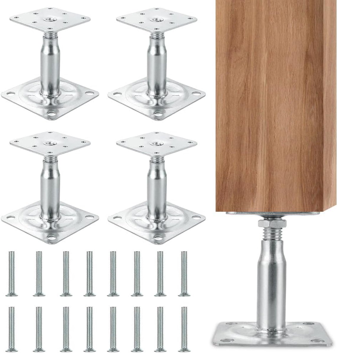 Verstelbare Paalsteunen 100-150 mm - Gegalvaniseerd - Hoogte verstelbaar - Ideaal voor constructies - ShopVlot