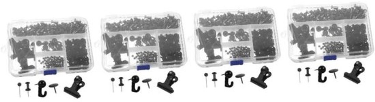 Metalen bindclips - Decoratieve punaises - Voor documenten bevestigen - Met haakvorm - 1200 stuks - Zwart