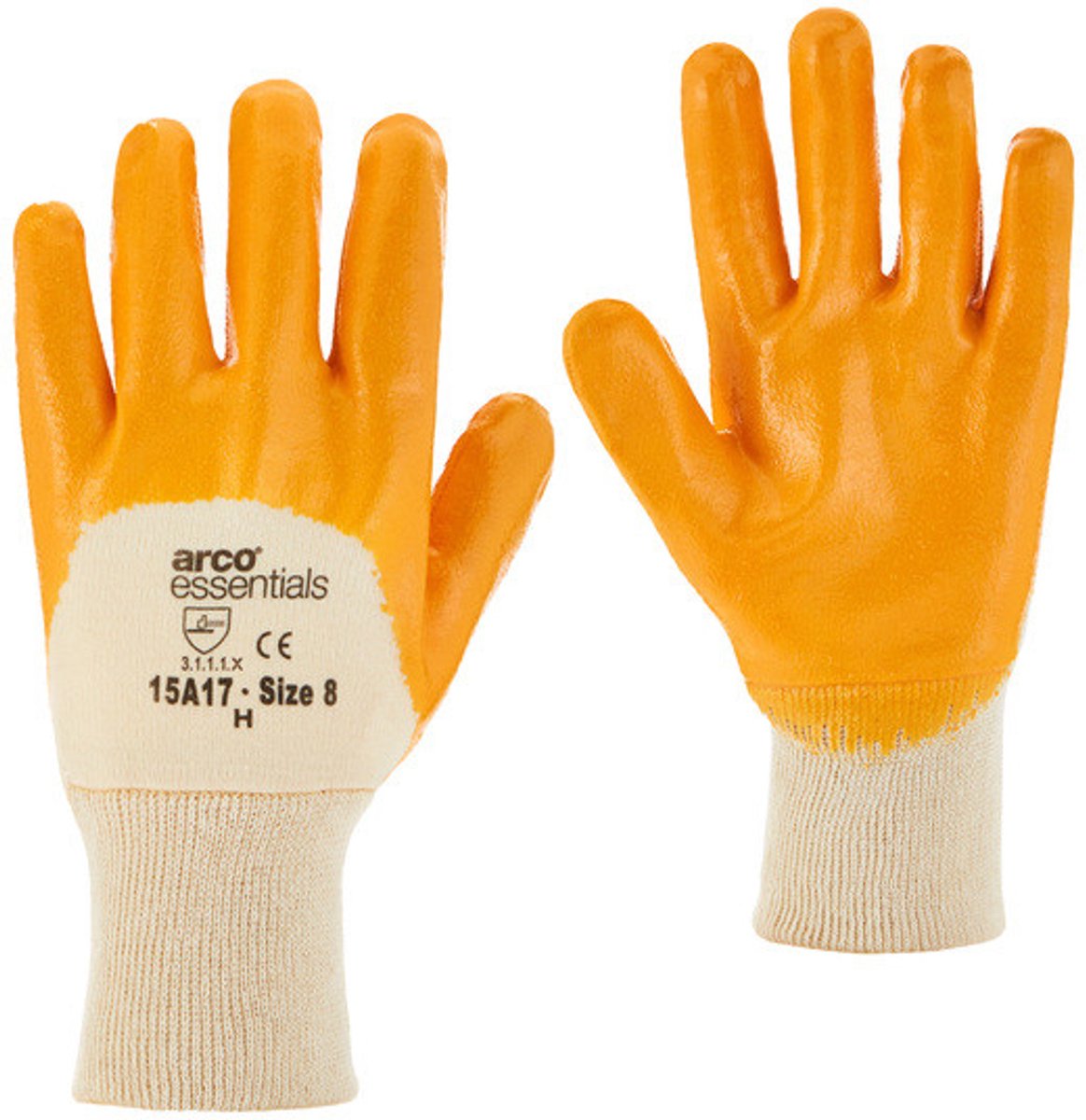Arco Essentials Light Palm Nitril Gecoate Werkhandschoenen Wit/Oranje - Maat 10