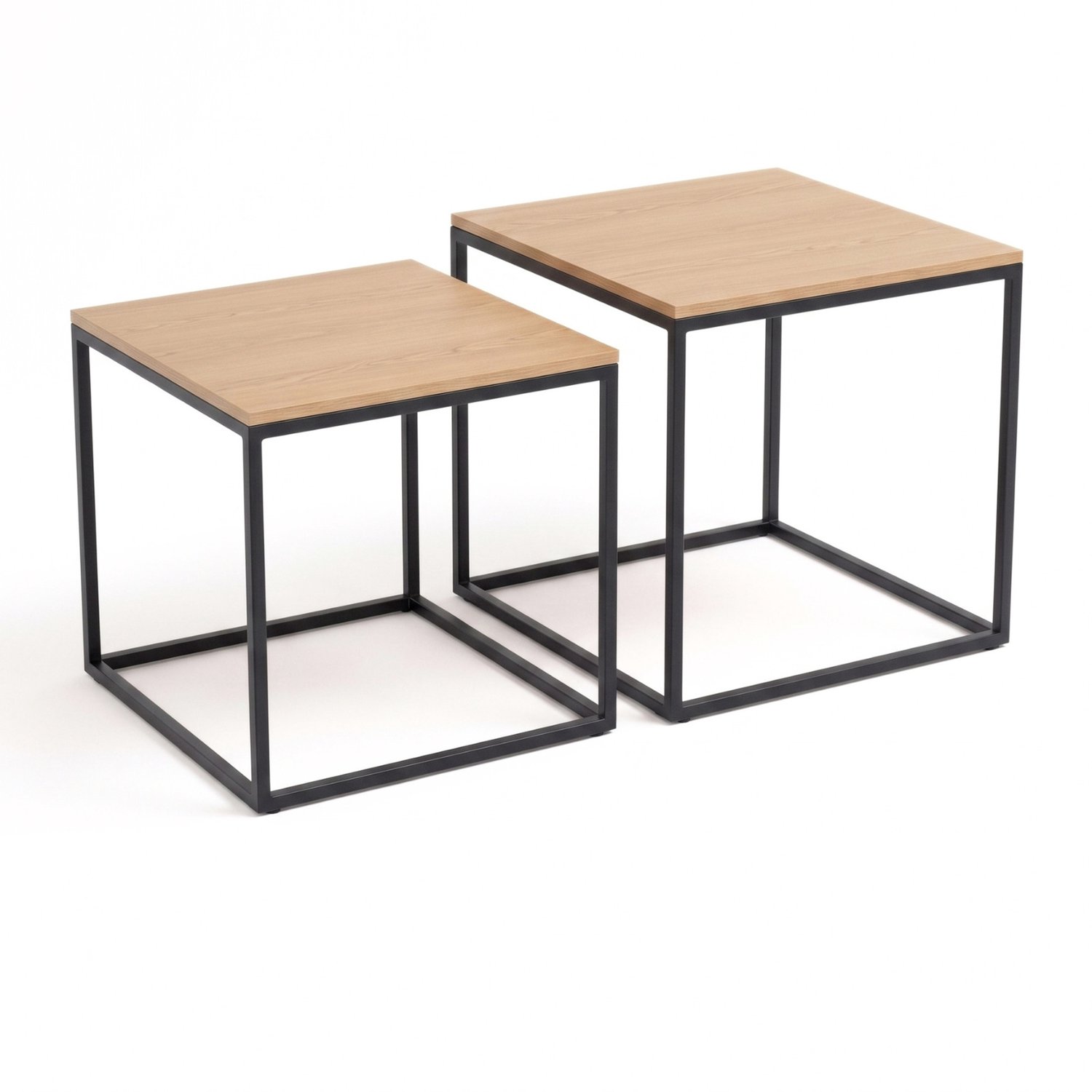 Set van 2 vierkante salontafels met verschillende afmetingen, 50 x 50 x 50,5 cm