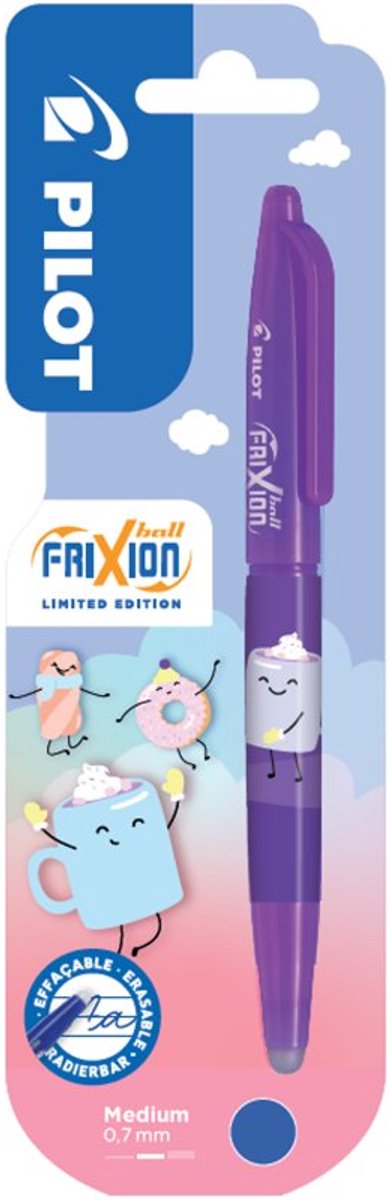 PILOT rollerpen FRIXION BALL 0.7 Fancy Winter, uitwisbaar, violet, blauw