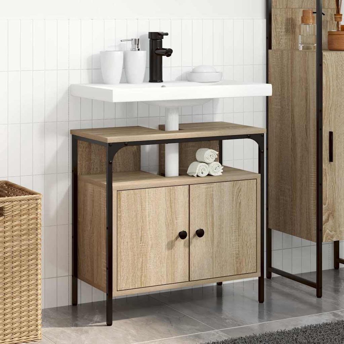 Houtmateriaal wastafelkast 60x30x60 cm