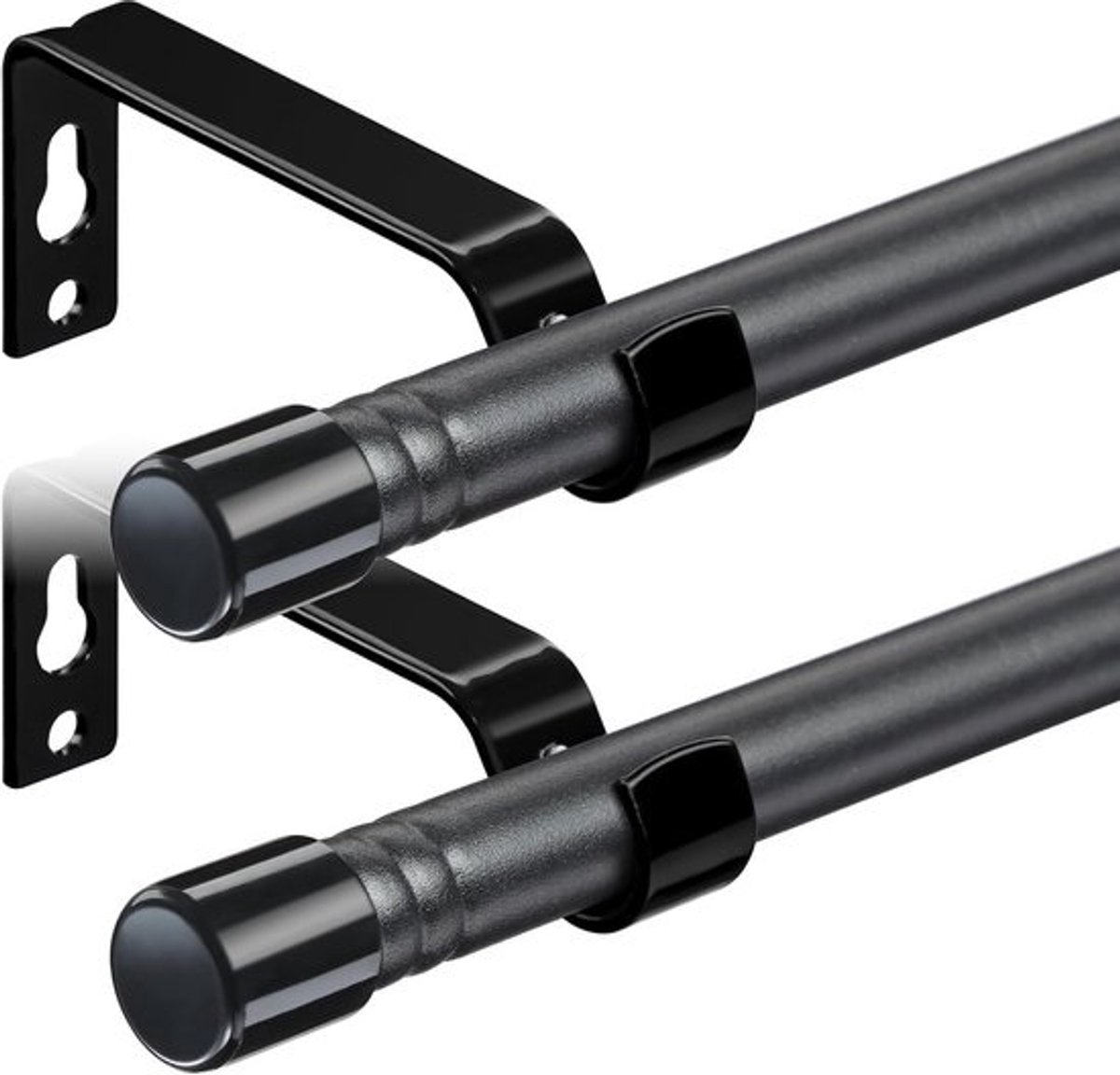 Set gordijnroedes - Roedes voor gordijnen - Voor het ophangen van raambekleding - Stevig splitsontwerp - 76-158 cm - Mat zwart