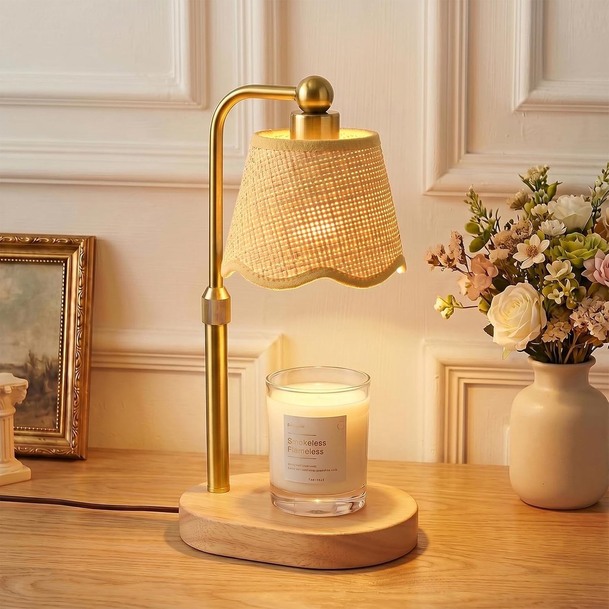 Verstelbare Kaarsverwarmlamp met Timer en Dimmer, Vintage Sfeerlamp voor Potkaarsen, Ideaal voor Slaapkamer en Woonkamer, Perfecte Cadeau voor Moeders en Vrouwen
