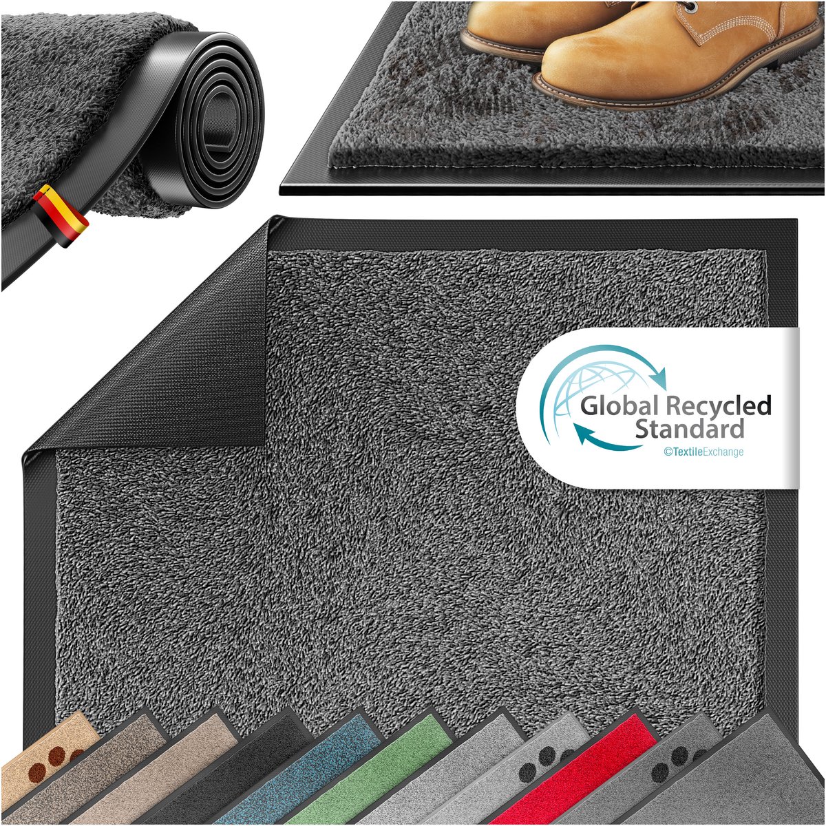 KESSER® Schoonloopmat - Antislip deurmat binnen en buiten - Wasbaar tot 30 °C - Taupe 120x180 cm