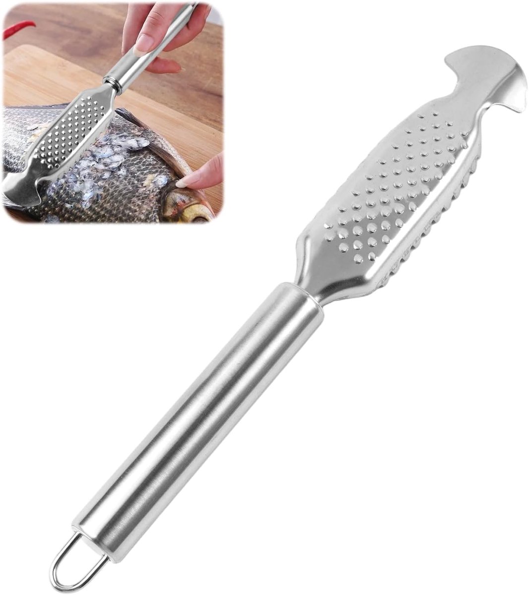 Vischaaf 23×3,5cm - 304 RVS - Professionele vis schubber - Ideaal voor het schoonmaken van vis - ShopVlot
