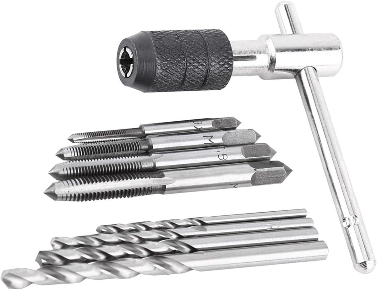 Tapwrench set 9-delig M3 M4 M5 M6 - Hoogwaardige staal - T-vormige handgreep - Eenvoudig te gebruiken - ShopVlot