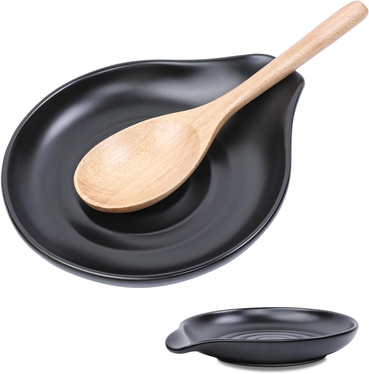 Keramische lepelhouder met spiraalontwerp voor kookplaat en aanrecht, hittebestendig en vaatwasmachinebestendig, diameter 13 cm, ideaal voor soeplepel en spatula