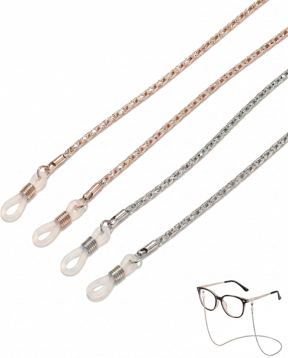 Brillenketting dames 4 stuks - modieuze parelbandjes - antislip met bescherming tegen verlies - ShopVlot