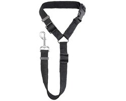 Honden autogordel - Hondenriem auto - Hondenlijn - Verstelbare hondenriem - Auto gordel hond - 2-in-1 hondenriem - Dog car seat belt leash - Zwart - Nylon - 40 tot 71 cm - Jonyx