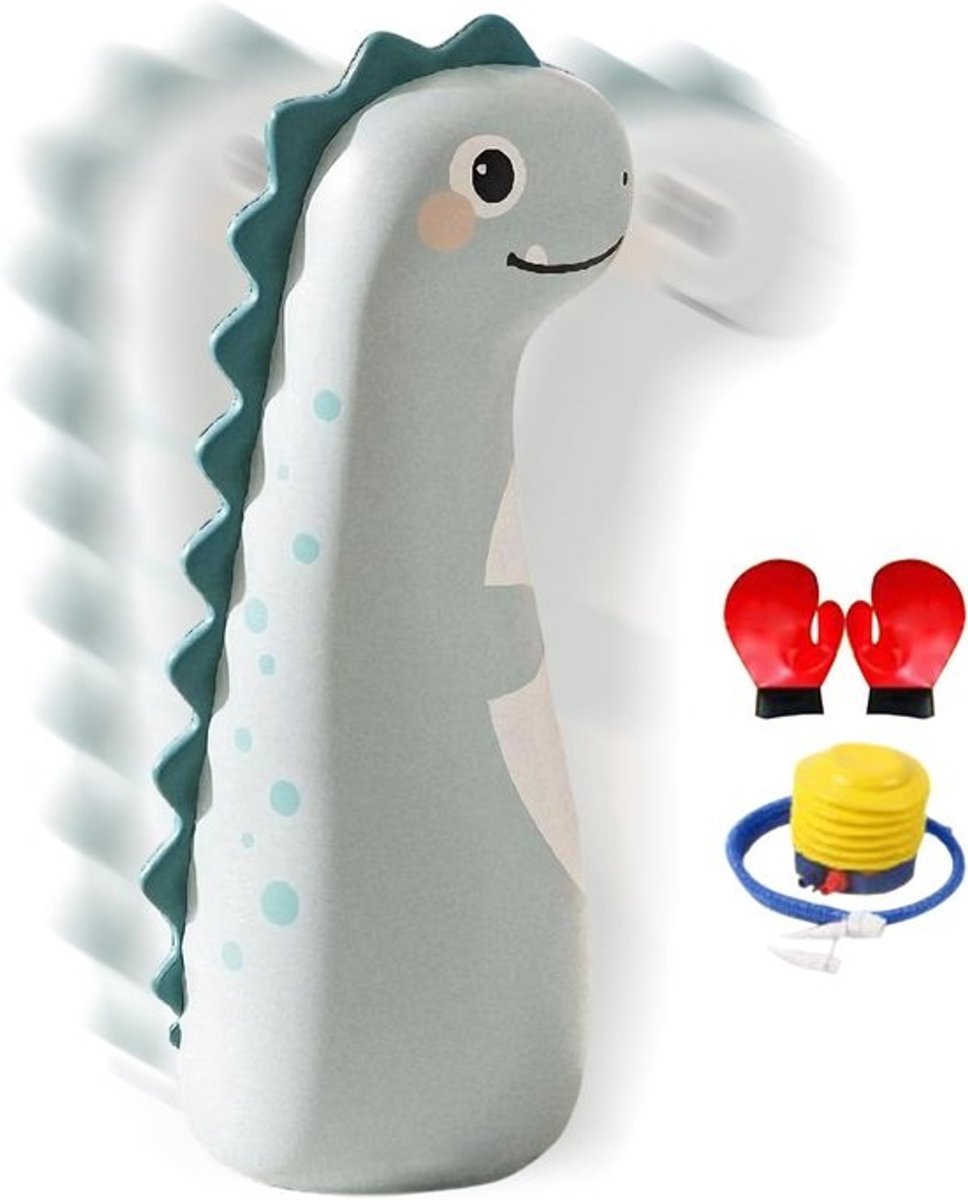 Kinderbokszak - Opblaasbaar trainingsspeelgoed - Actieve spelletjes - Kantelvrij ontwerp - 120 cm hoog - Dinosaurus