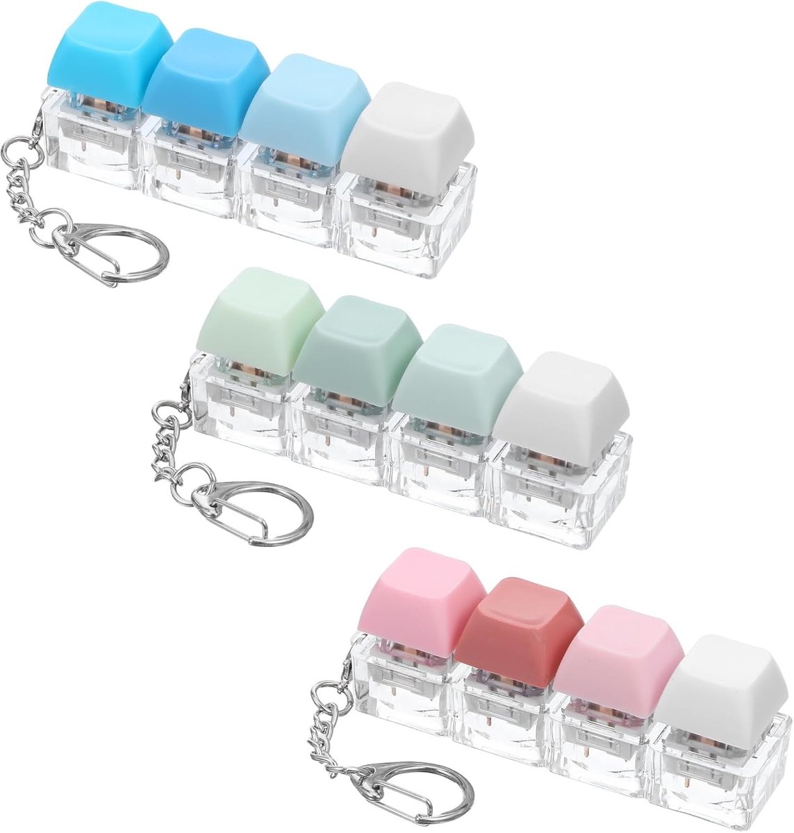 3-Pack Fidget Toys voor Stressverlichting, Geluidloze Clickers en Sleutelhangers voor Volwassenen, Ideaal voor Ontspanning en Concentratie