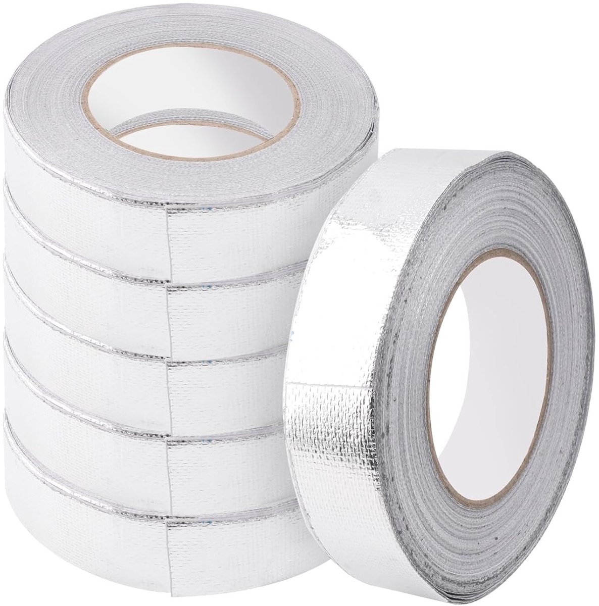 6 Rollen Aluminium Plakband 25 mm x 50 m, Warmtebestendig, Ideaal voor Metaaloppervlakken, Afdichten, Repareren en Isoleren