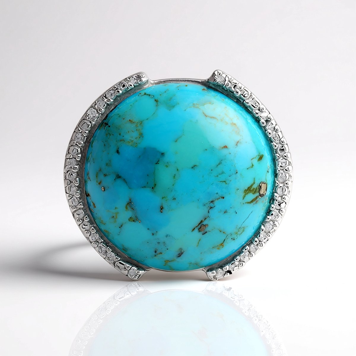 Cavill - 925 Sterling Zilver ring met 15,87 ct Blauwe Kingman Mohave Turkoois - Gerhodineerd - Elegante royale cabochon - Turkoois sieraden dames