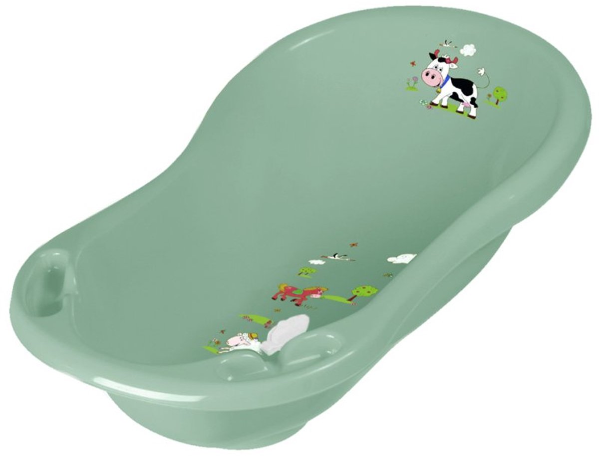 keeeper babybad Maria Funny Farm, soft green, met stop, 49×84×29 cm