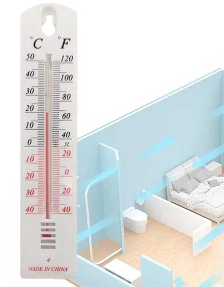Temperatuurmeter voor binnen en buiten - Weerthermometer voor de tuin - Klimaatcontrole - Breed meetbereik - 218 x 46 cm