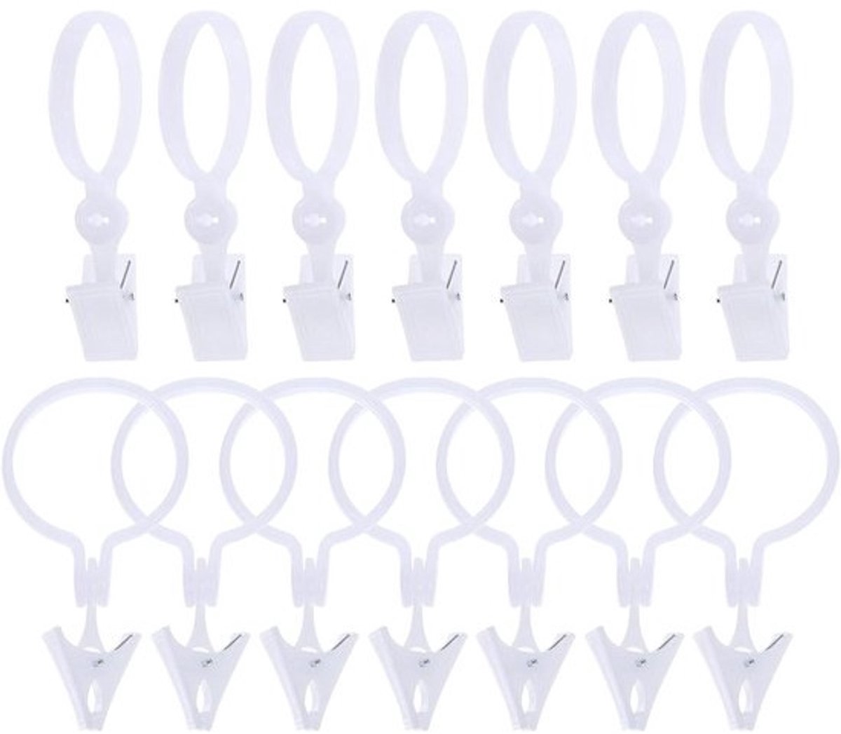 Gordijnringen - Met clips - Gordijnclips - Voor gordijnen ophangen - Flexibel - Roestvrij - 80 stuks - Wit