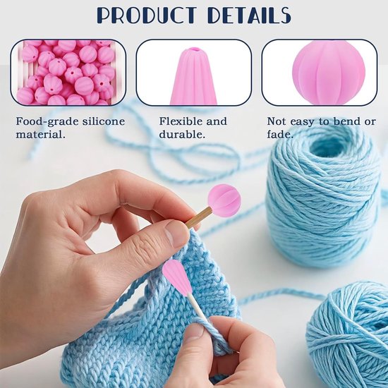 Siliconen Pompoen en Druppel Stitch Stoppers - 48 Stuks in Diverse Kleuren voor Breien en Creatieve DIY Projecten — afbeelding 3
