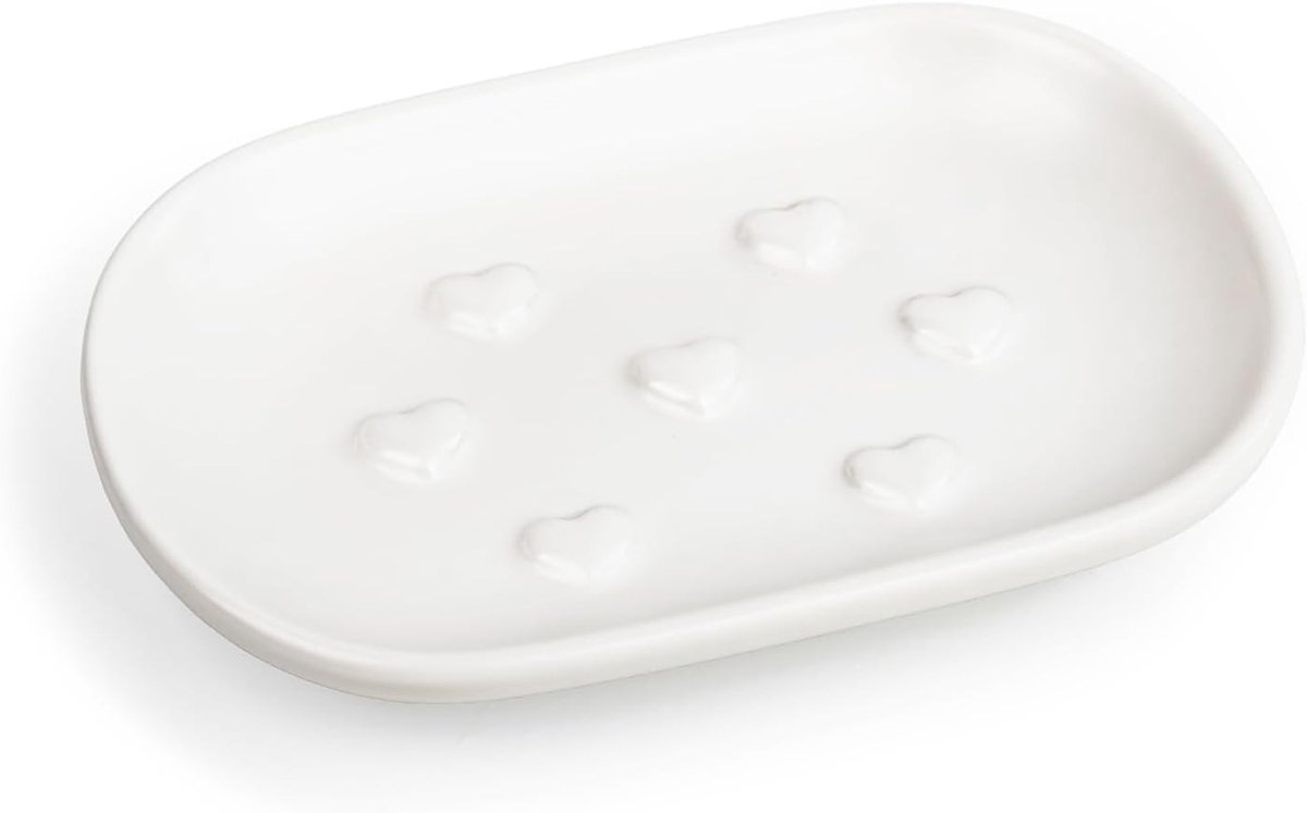 Keramische zeepdispenser, ovaal, wit, 13 x 9 cm - Stijlvolle badkameraccessoire, duurzaam en functioneel