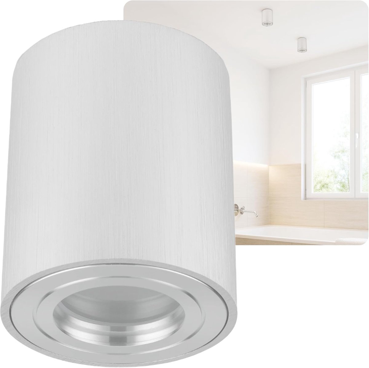 Sweet Led Surface Mounted Spotlight Silver Ring IP44 Bath Aluminum Ceiling Light Humid Space 95mm High Surface Mounted - ShopVlot