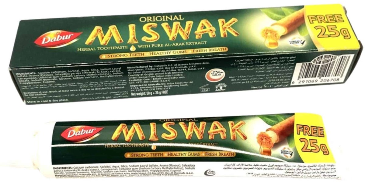 Dabur Miswak (sewak) Tandpasta 75 gr - Pure Al-Arak Extract