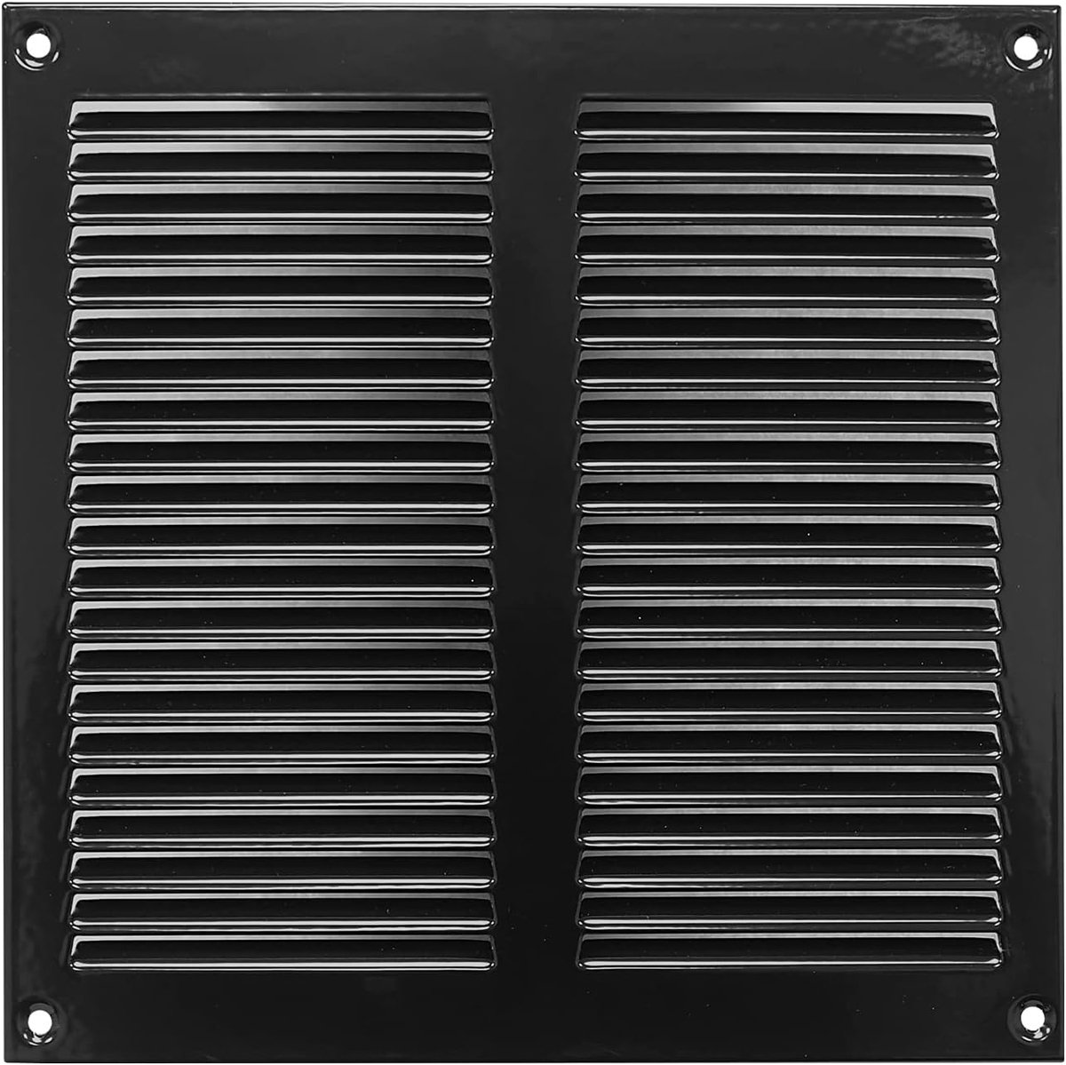 200x200mm Black Steel Ventilation Grille with Mosquito Mesh - Metal Ventilation Grilles - ShopVlot