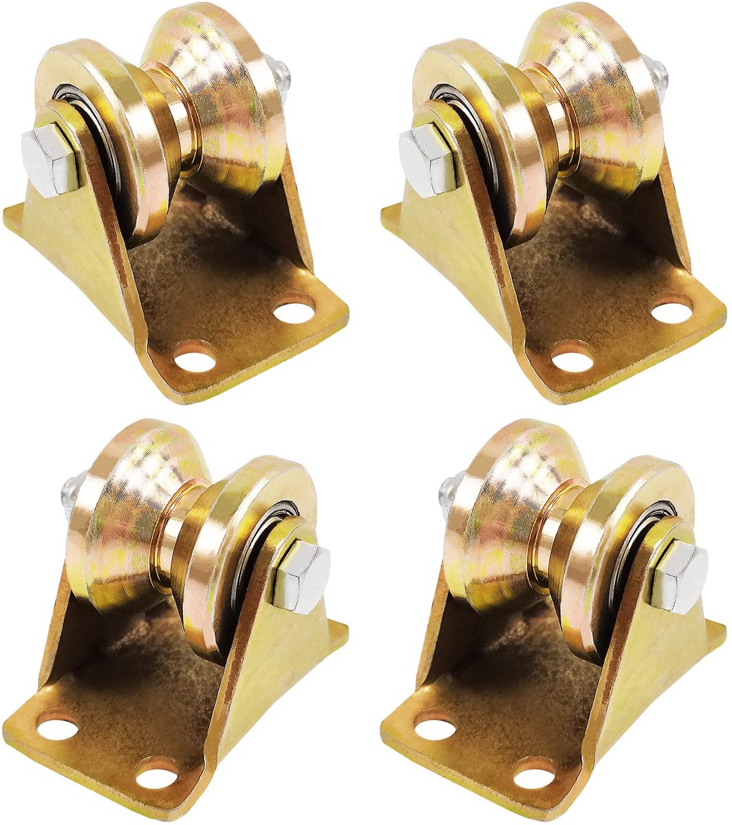 4pcs Rope Pulley V-Groove Roller Wheel, Turntable Cable Disc Heavy Duty Casters, for Clothesline Pulley System - ShopVlot