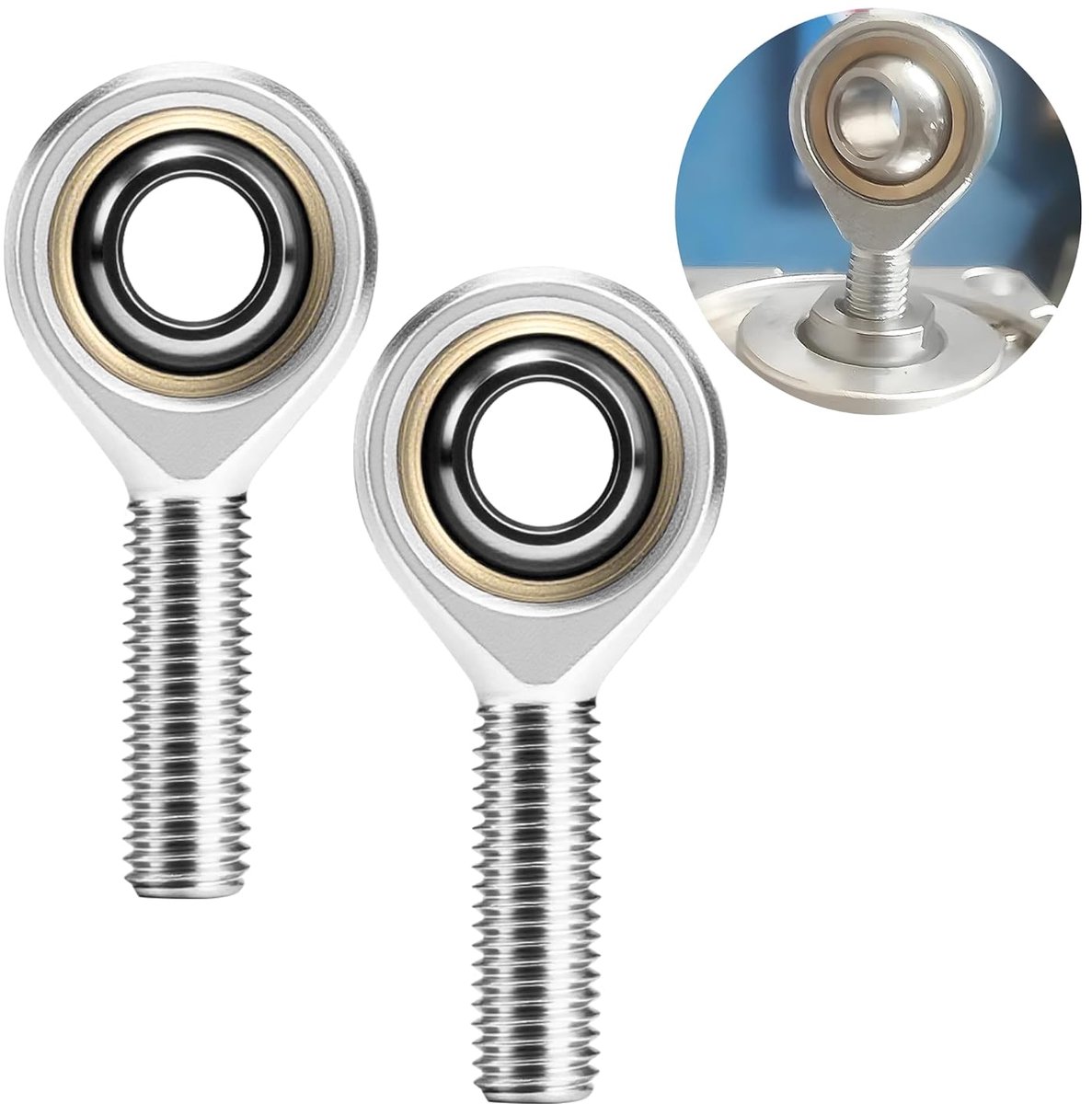 2Pcs M8 Hinge Head Bearing,M8*1.25mm Right Hand Thread,Self Lubricating Ball Joint Rod Heads,Unibal Joint Joint - ShopVlot