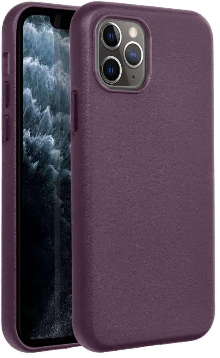 Casify Leren Hoesje geschikt voor MagSafe iPhone 11 Pro Hoesje - Donkerpaars