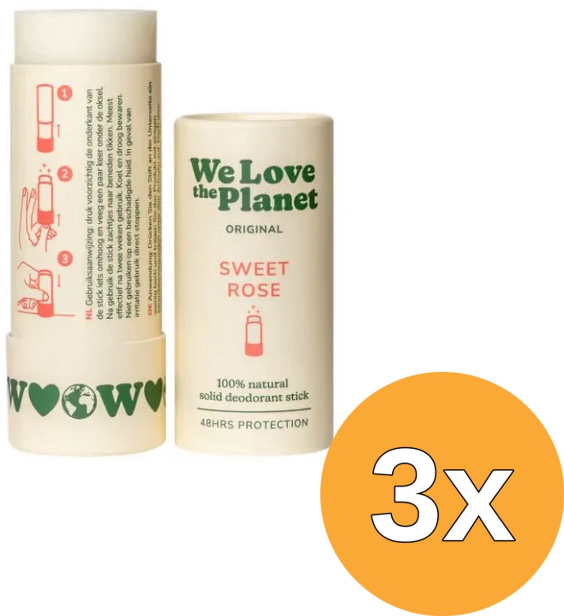 3x We Love The Planet Deodorant Stick - Sweet Rose (40 gr)