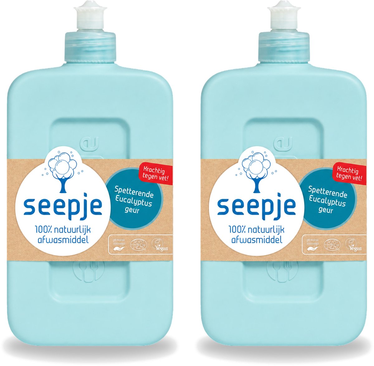 2 x Seepje - Afwasmiddel - Verfrissend & Zacht voor de Handen - Spetterende Eucalyptus - 500 ml - Voordeelverpakking - 2 stuks